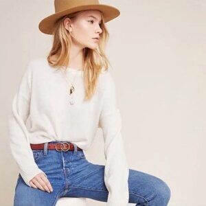 Anthropologie Women 100% Cashmere Sweater Small Carole Scoop Neck Luxury